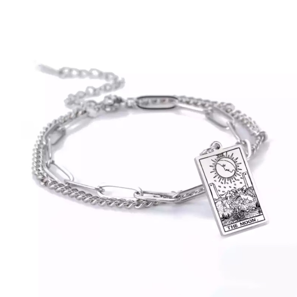 The Moon Tarot Card Double Chained Bracelet